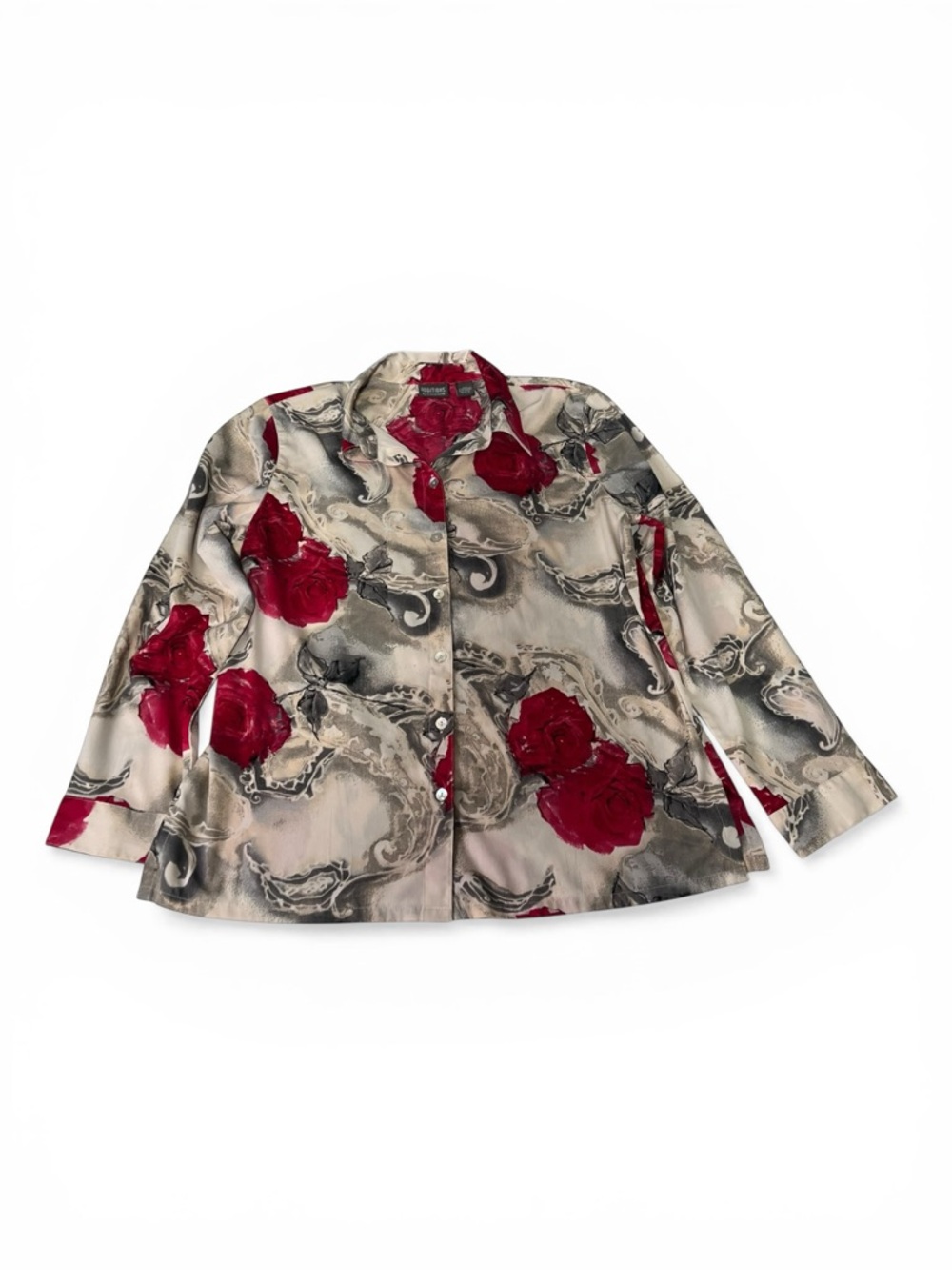 Additions by Chico Red Floral Print Button-Up Blouse - Women (2) Large - Picture 2 of 7